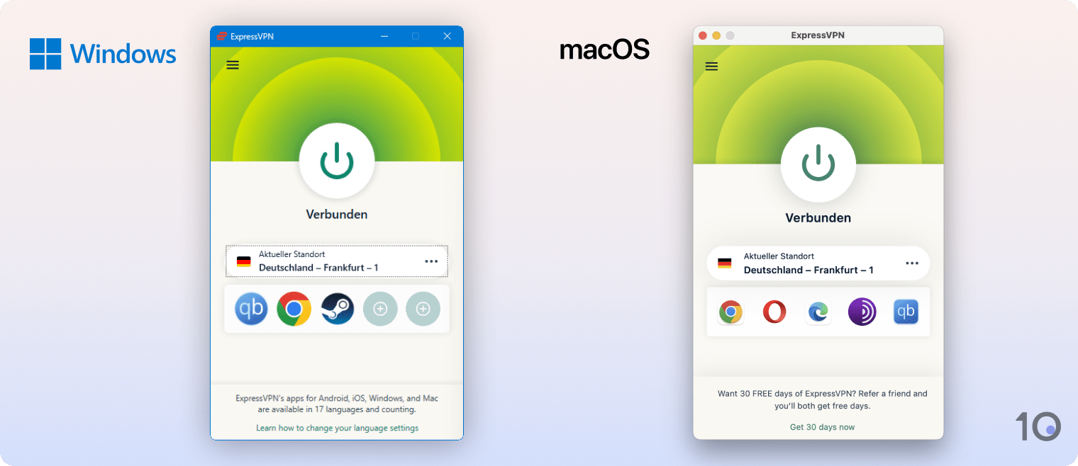 Die Windows- und Mac-App von ExpressVPN