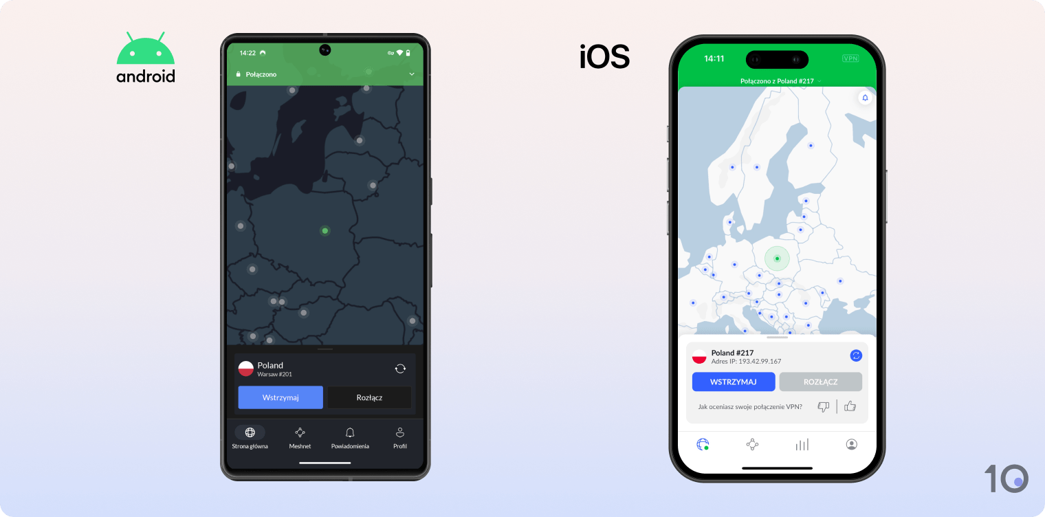 Aplikacje NordVPN na iOS i Androida