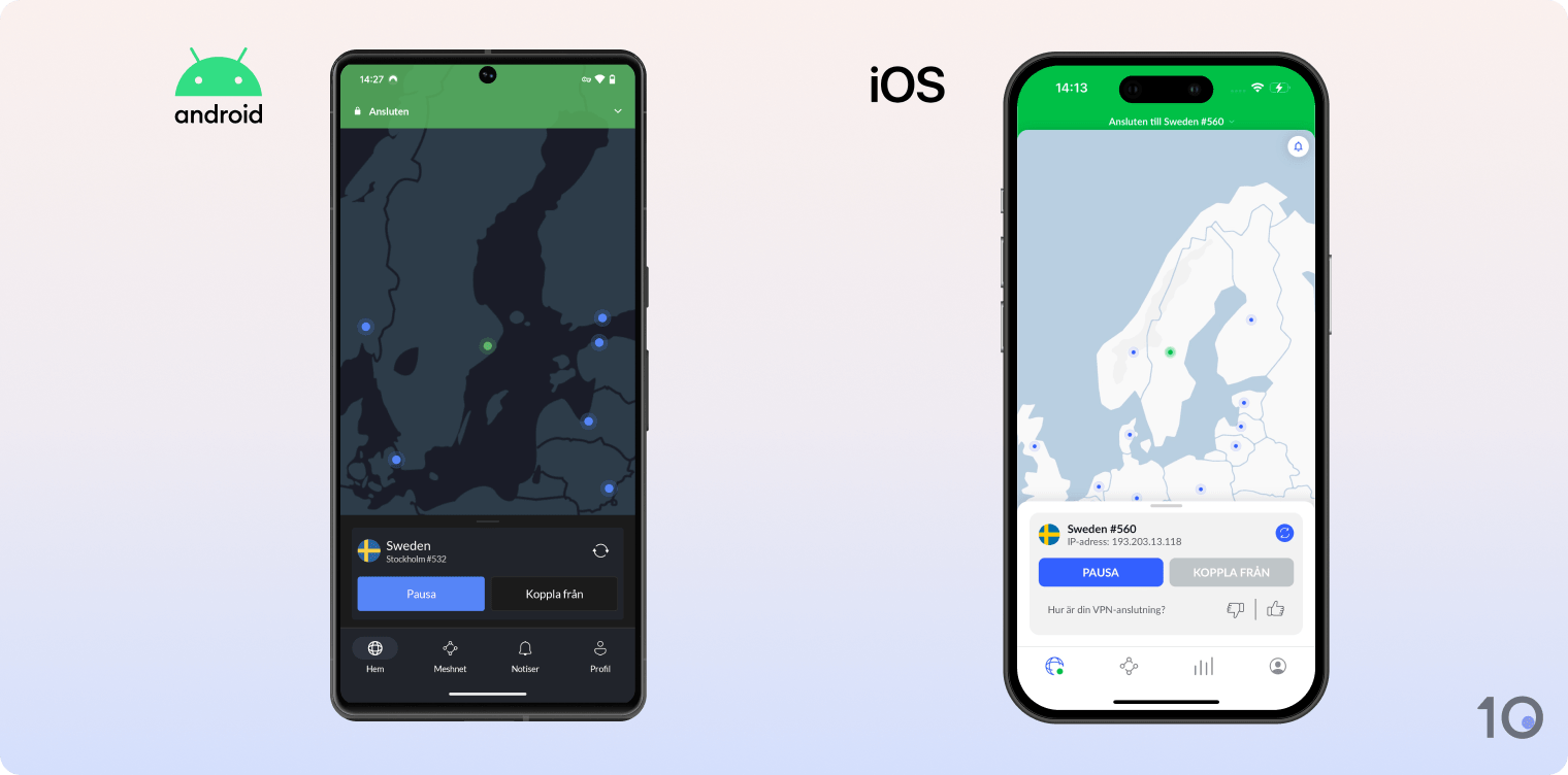 NordVPNs appar för Android och iOS