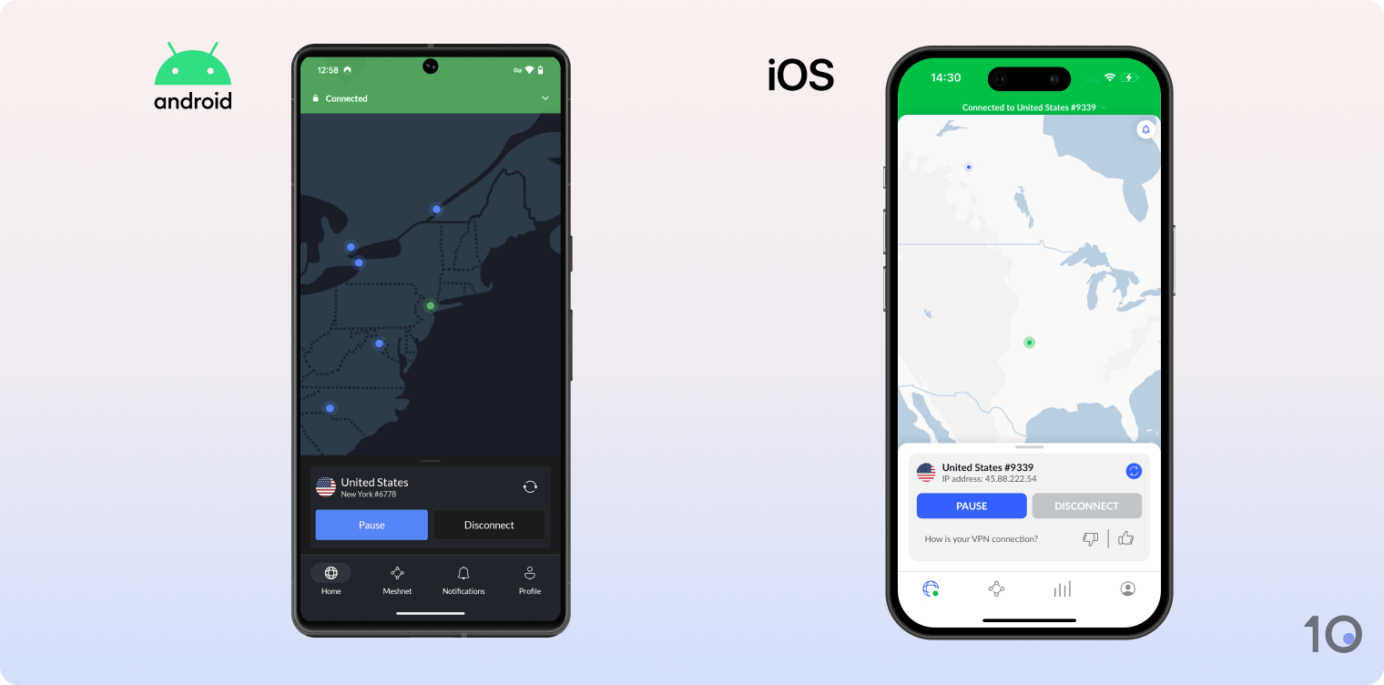 NordVPN's apps for Android and iOS