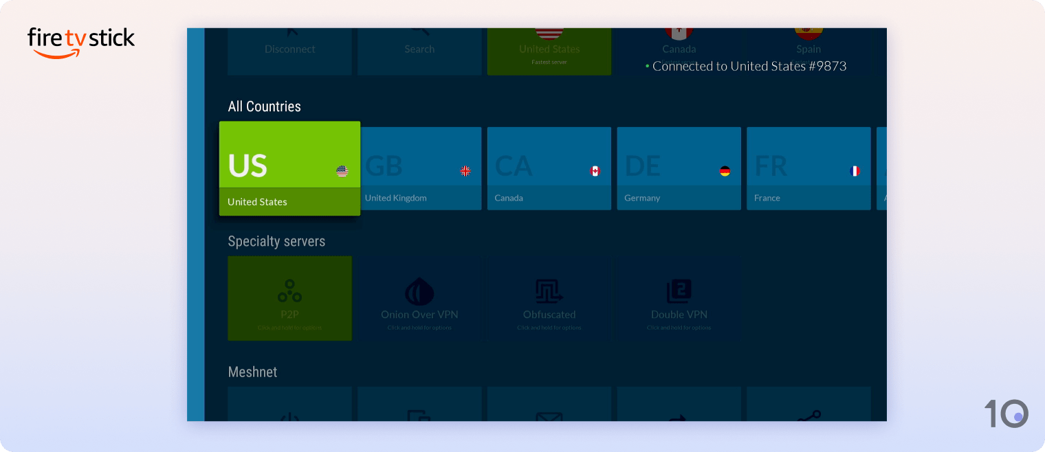 L'application NordVPN pour Fire TV