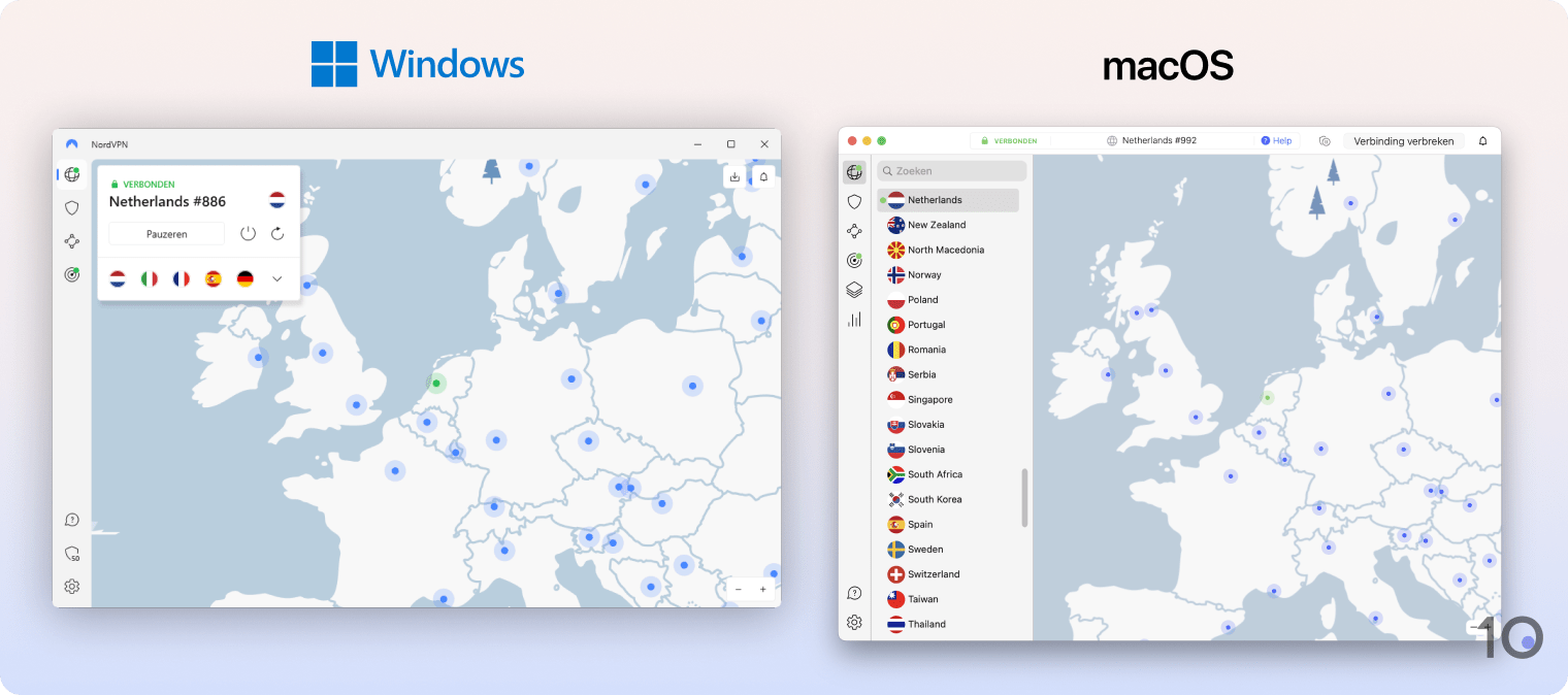 NordVPN's apps voor Windows en macOS