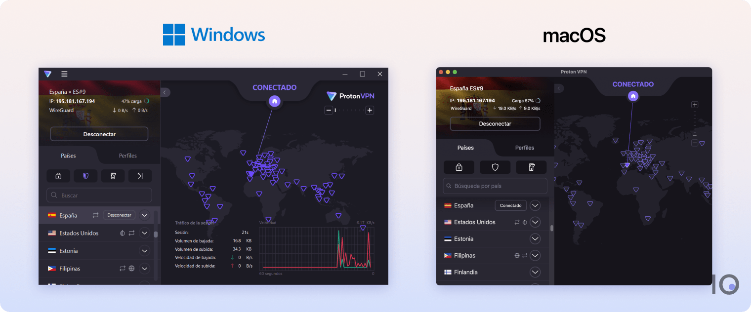 Las aplicaciones de Proton VPN para Windows y macOS