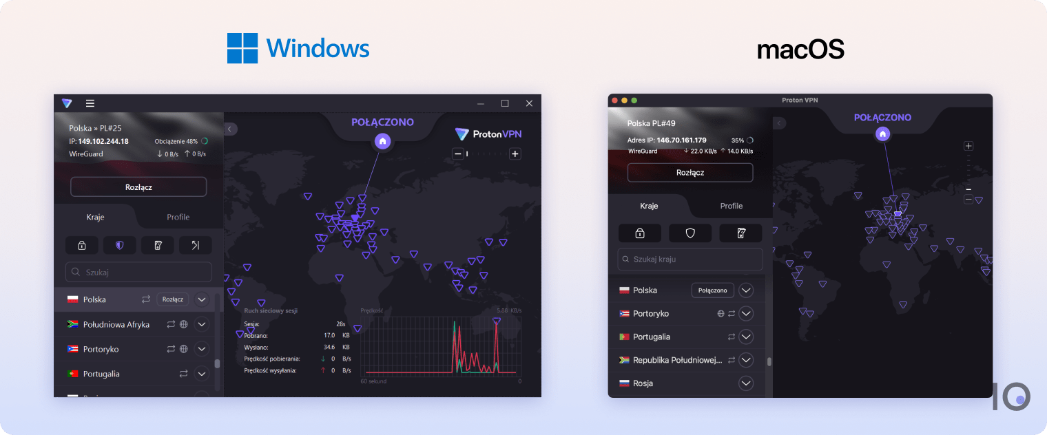 Aplikacja Proton VPN dla Windowsa i macOS