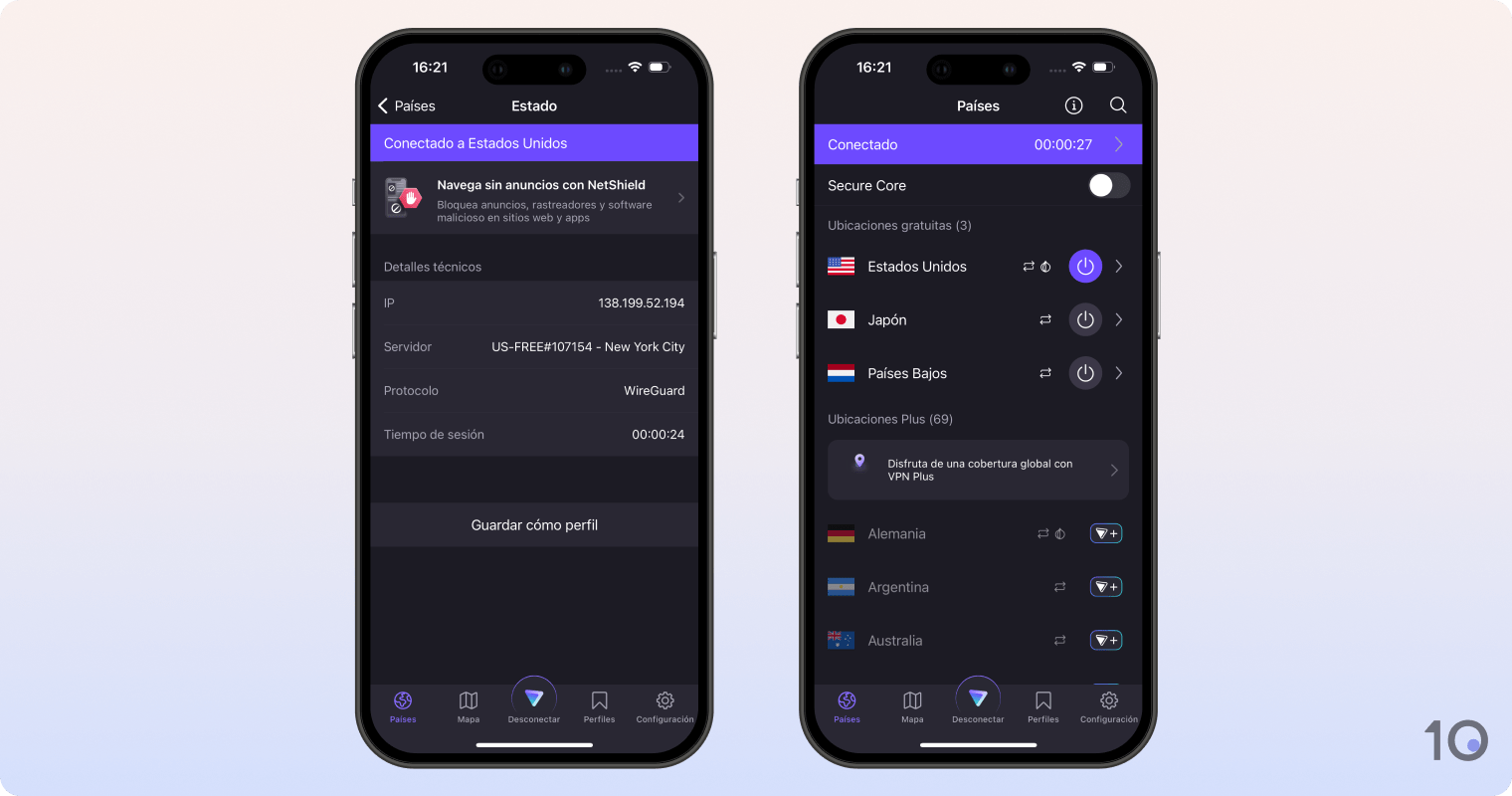 Proton VPN Gratis en iOS