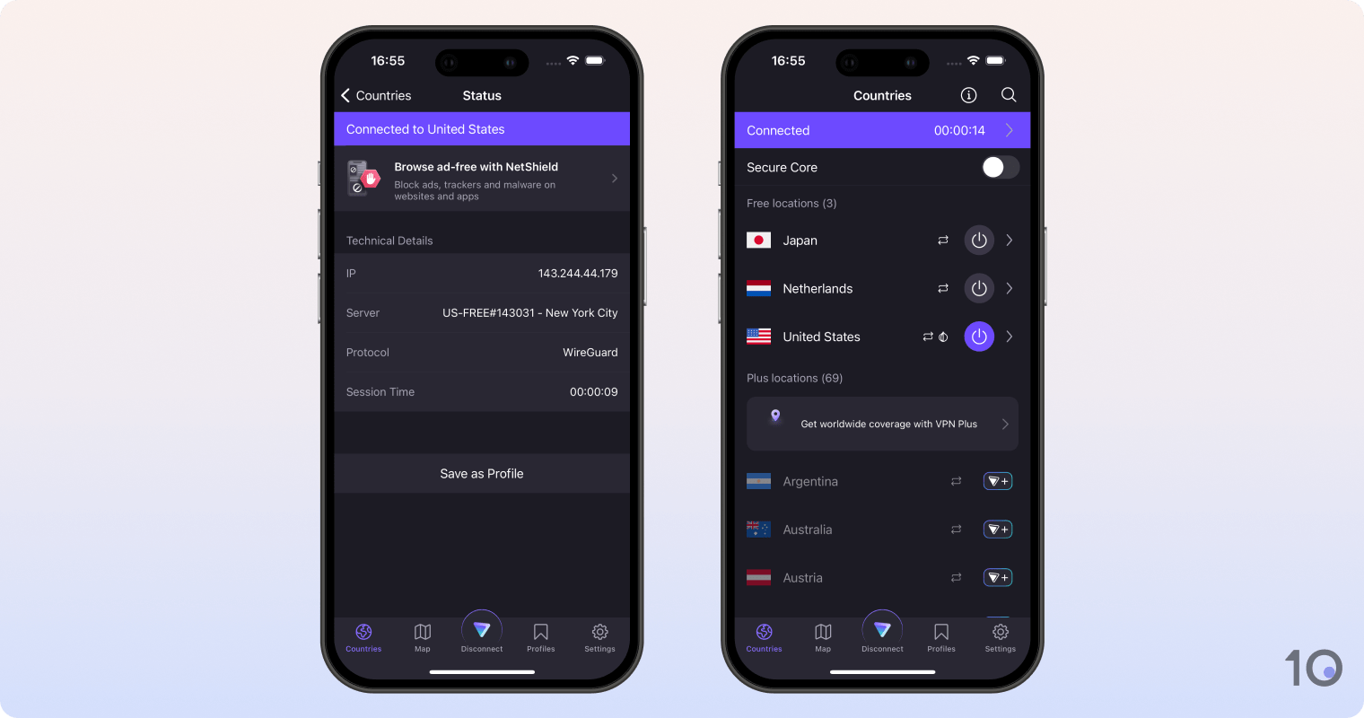 Proton VPN gratis på iOS