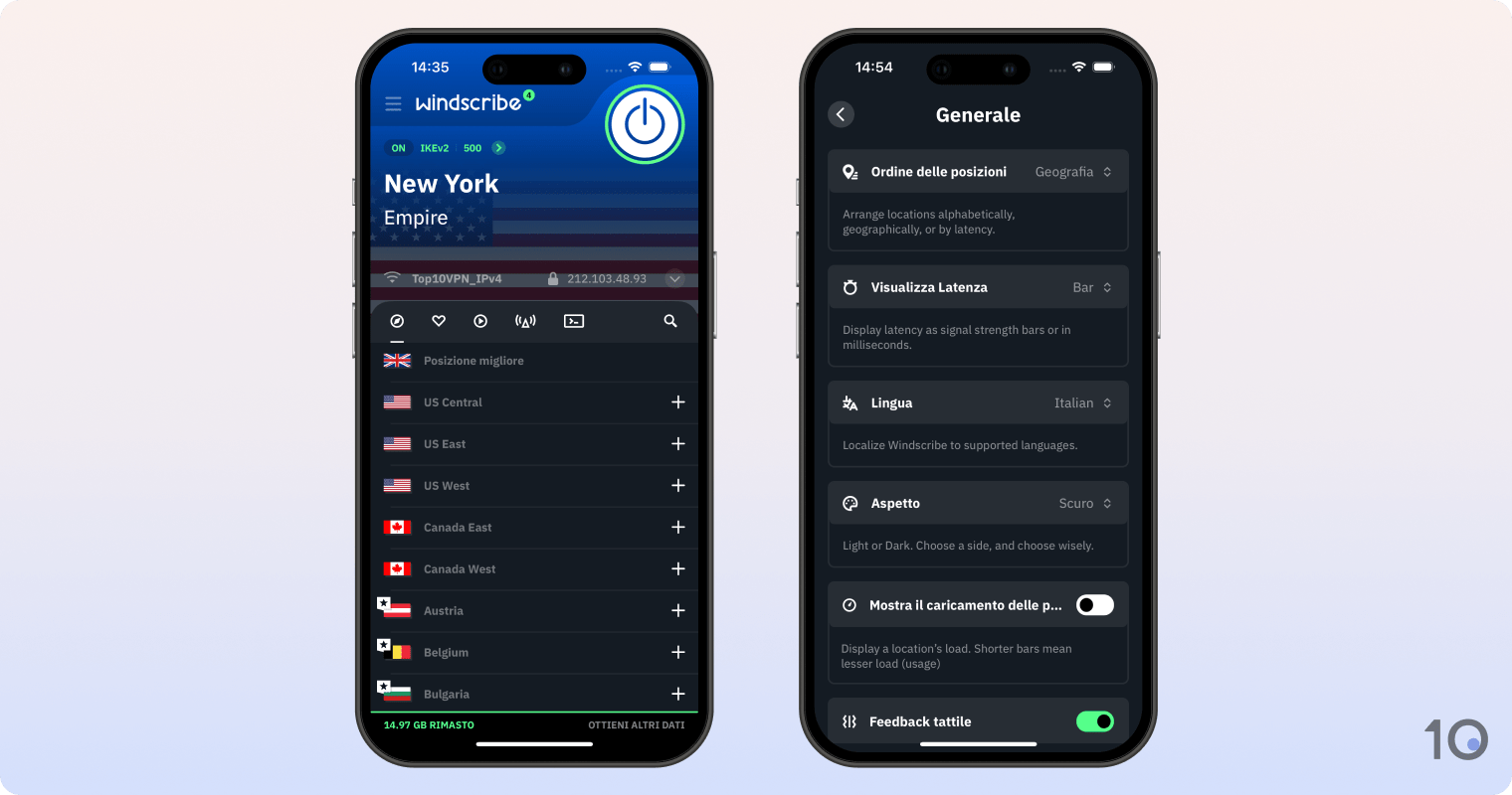 Applicazione gratuita Windscribe VPN per iOS