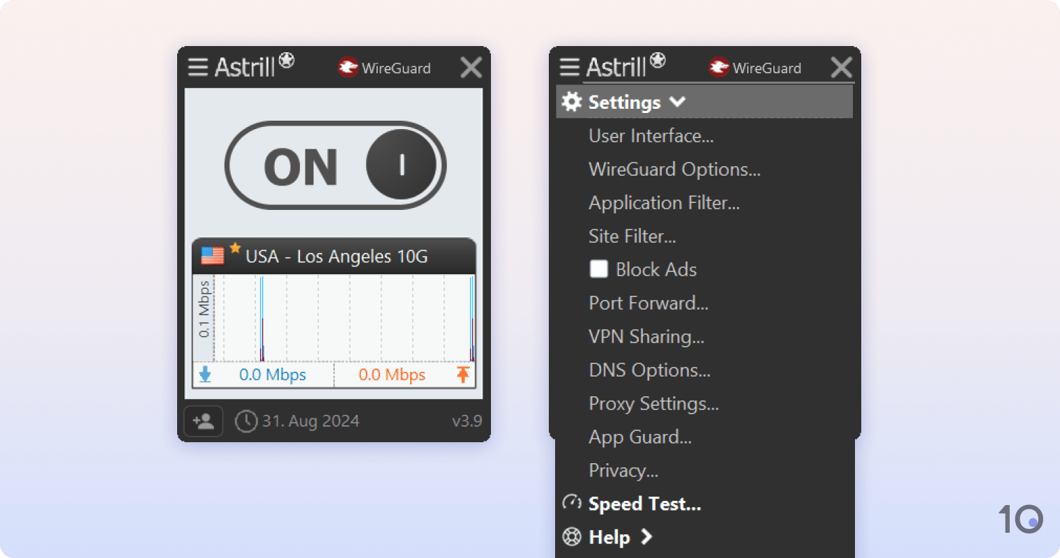 Astrill VPN:s desktop app
