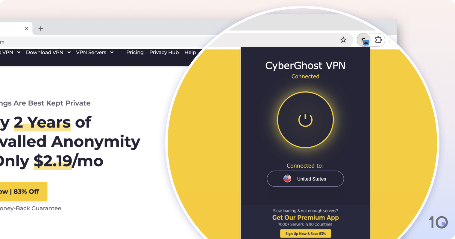 Cyberghost's browser extension for Google Chrome