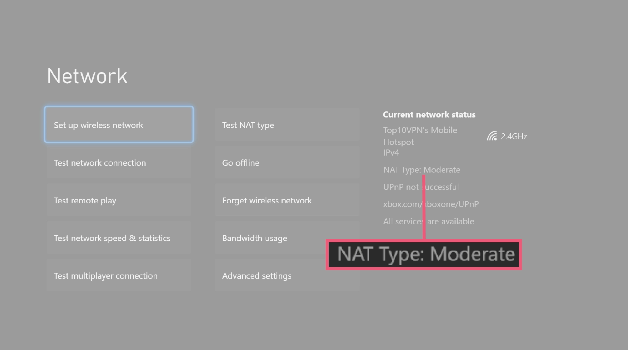 Moderate NAT Type en Xbox