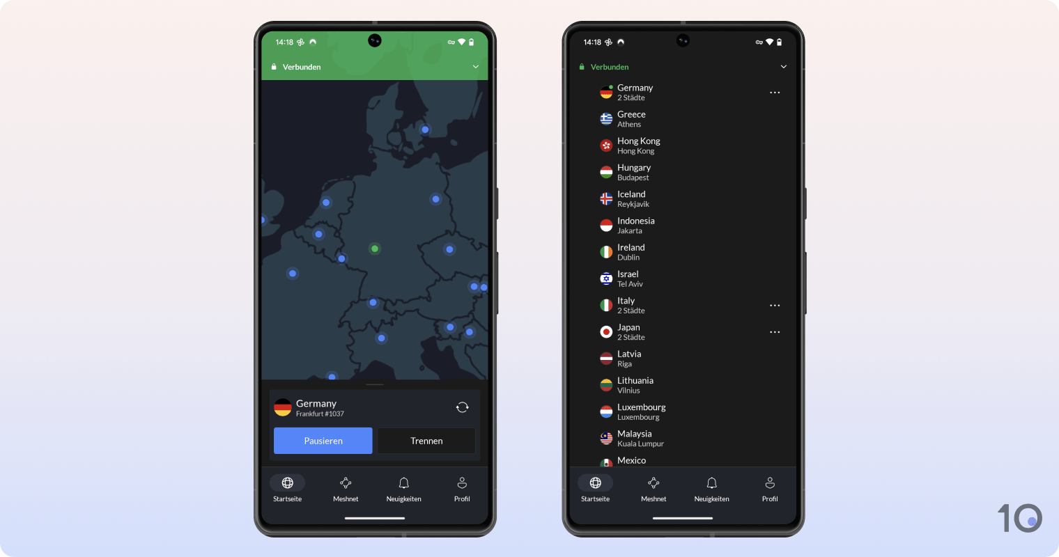 NordVPNs App für Android