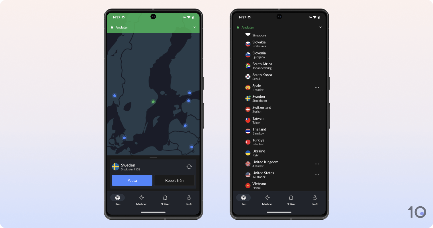 NordVPNs app för Android