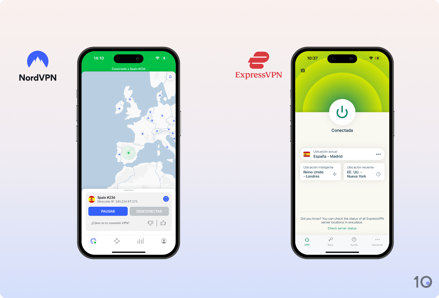 NordVPN vs ExpressVPN en iOS