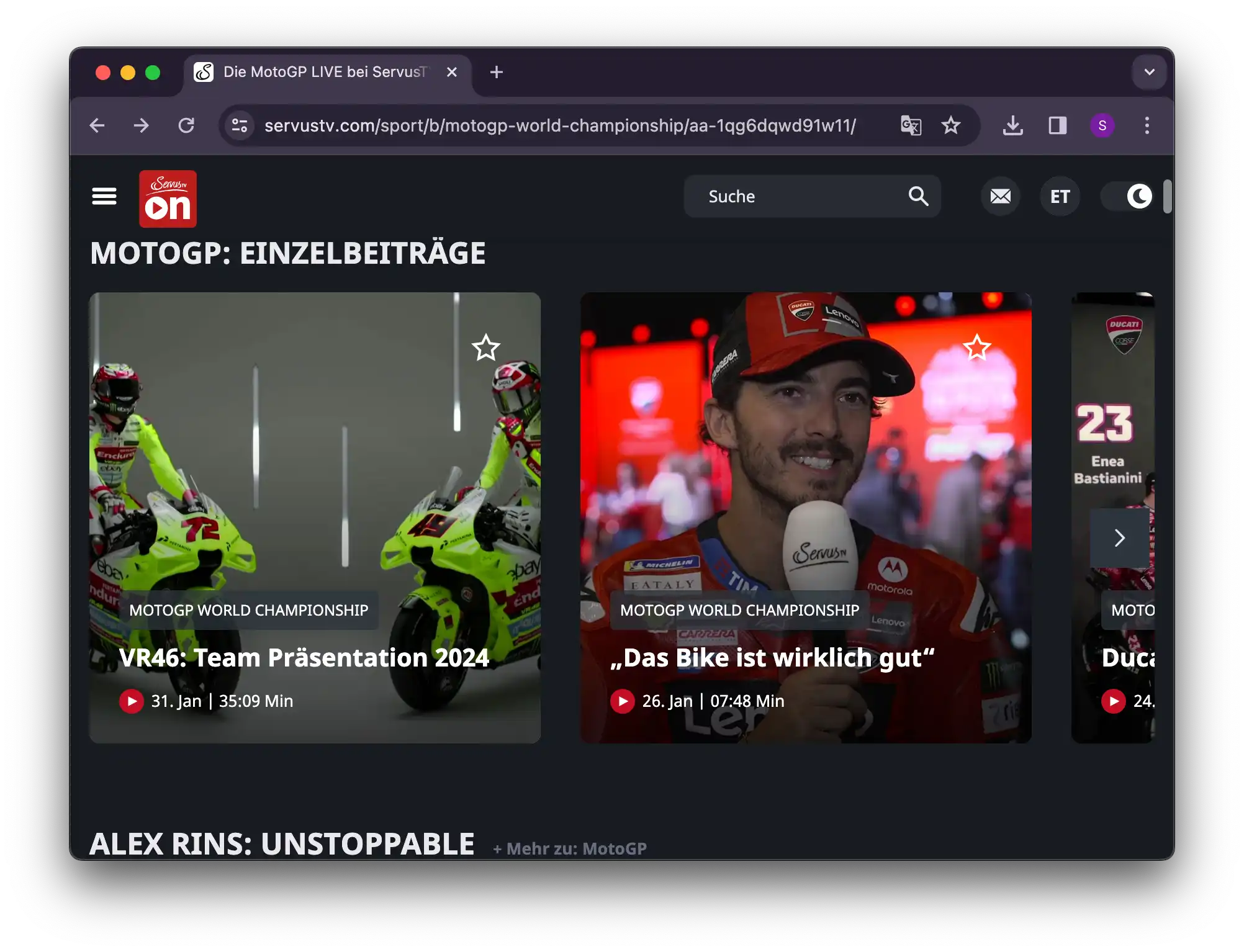 Streaming en direct des courses de MotoGP avec ServusTV