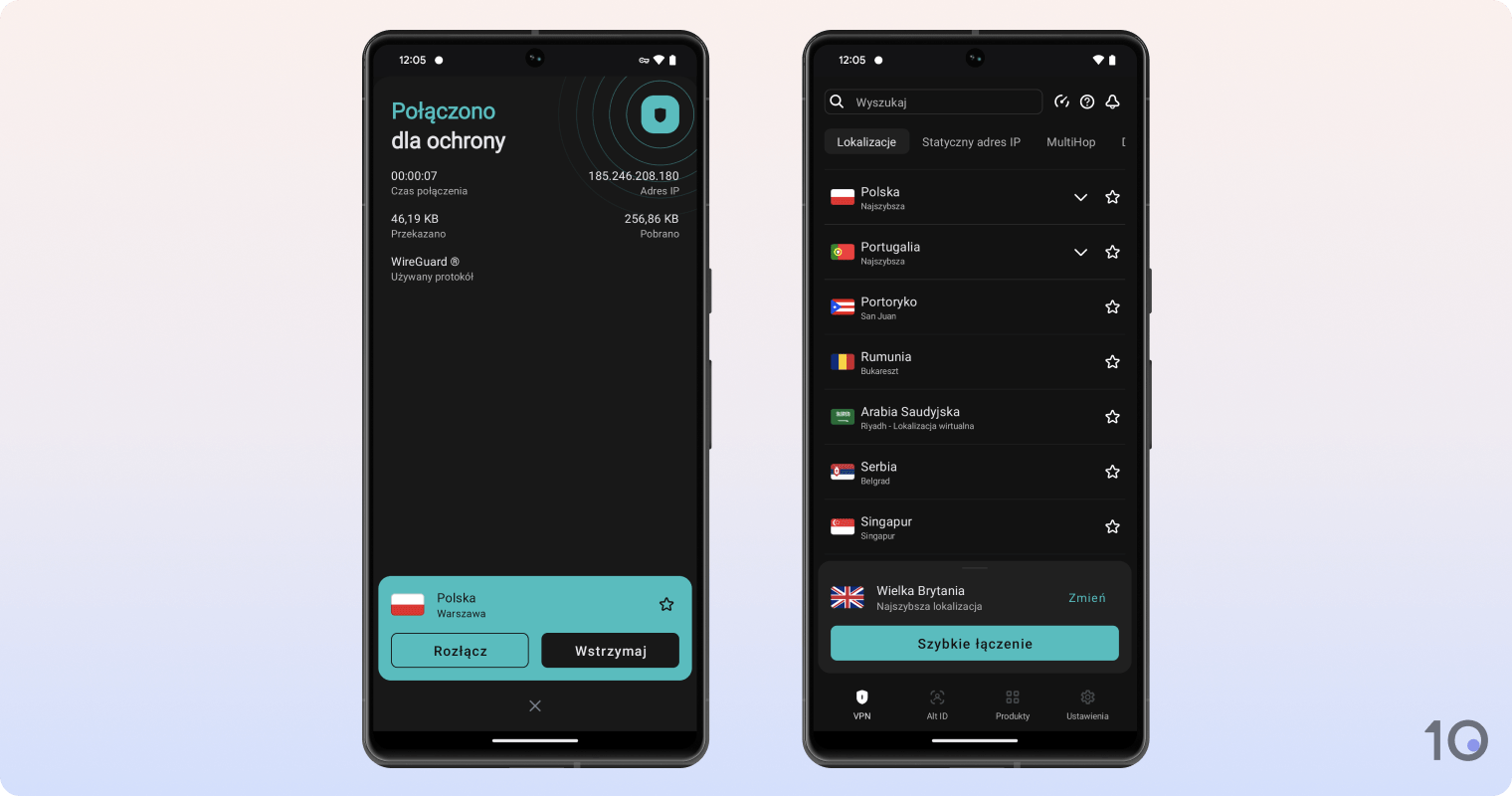Aplikacja VPN Surfshark na Androida