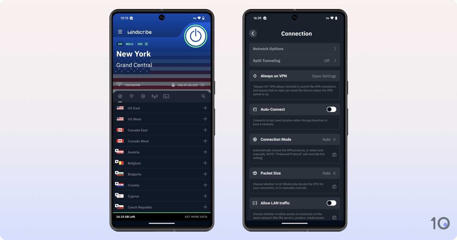 Windscribe VPN's app för Android