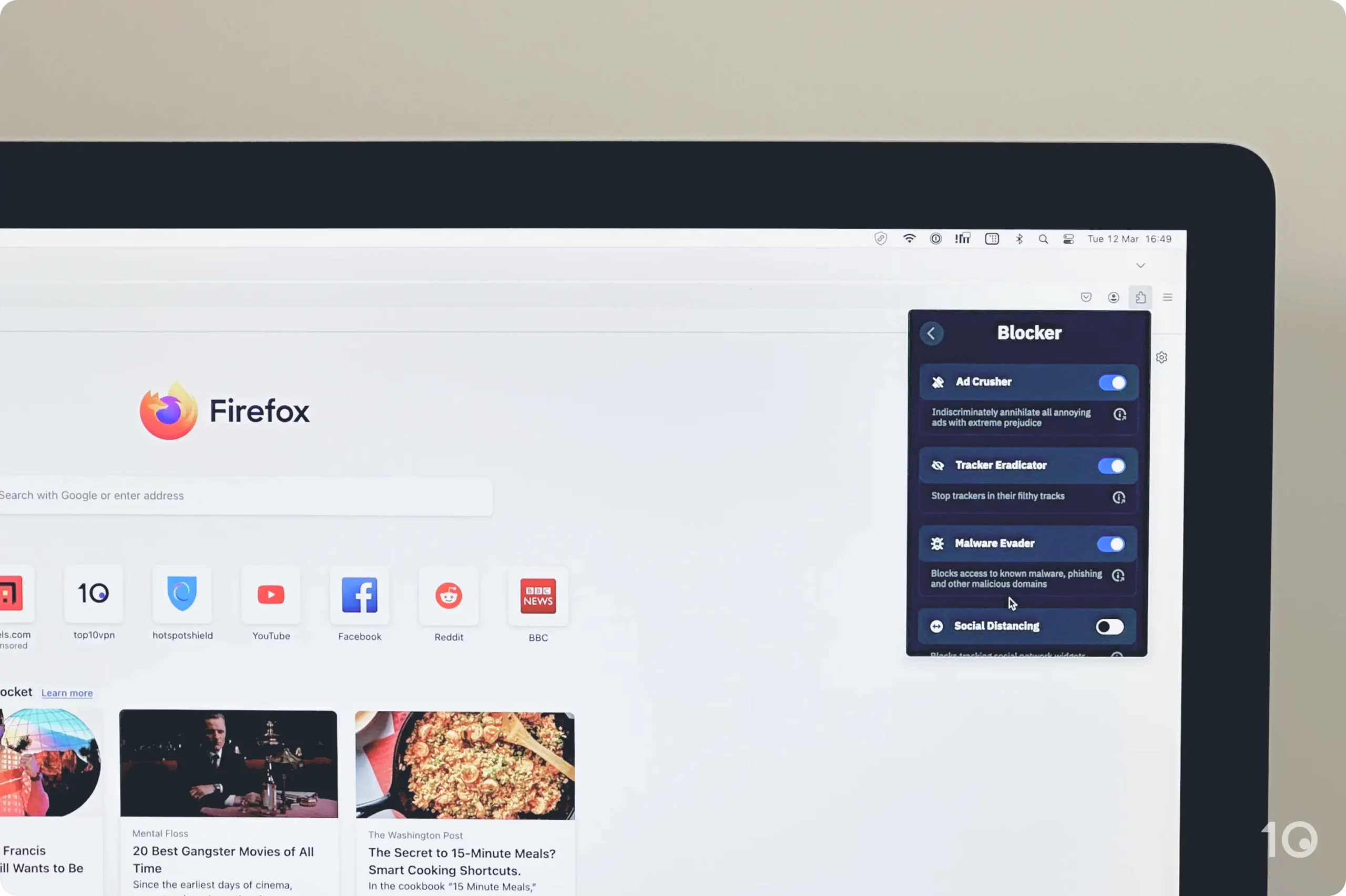 Extension de navigateur Windscribe pour Firefox sur macOS