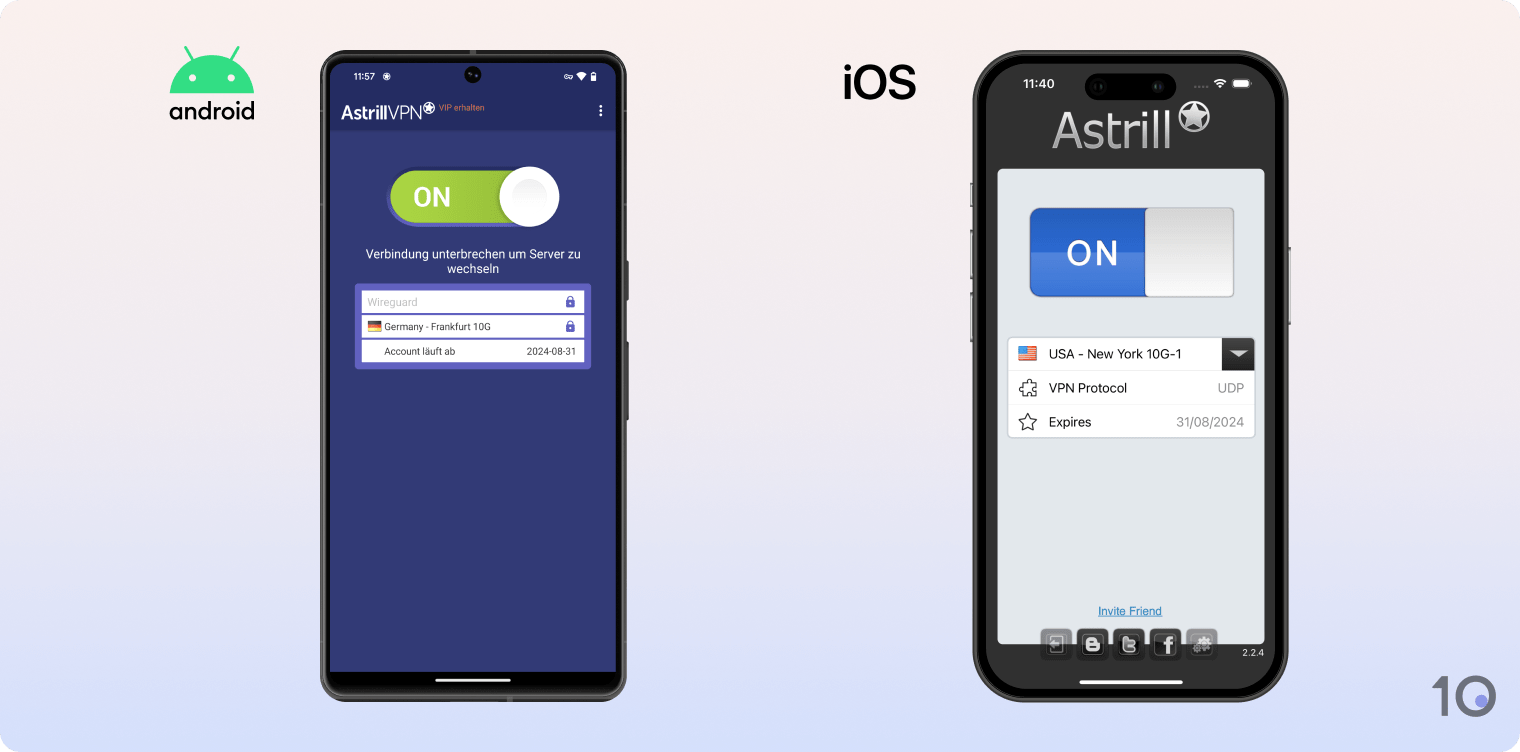 Die Android- und iOS-Apps von Astrill VPN