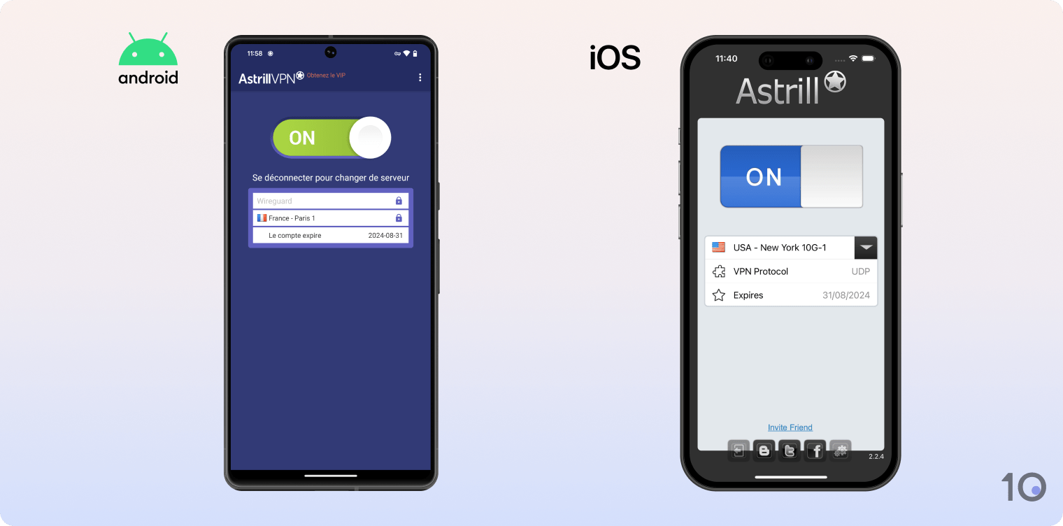 Applications Android et iOS d'Astrill VPN