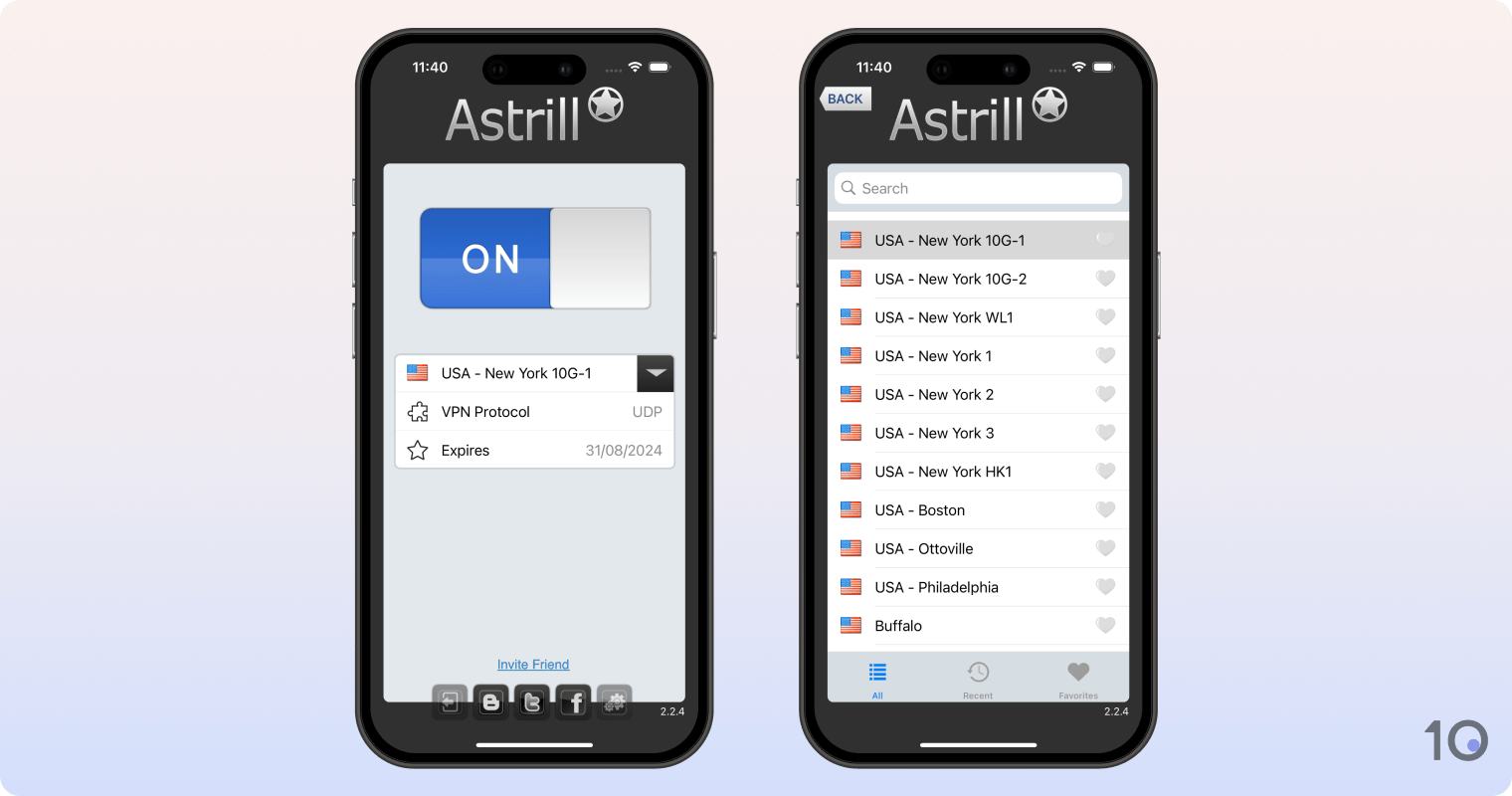 Application VPN Astrill pour iOS