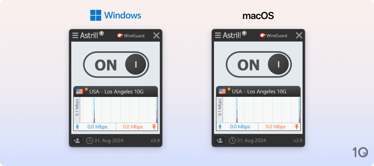 Astrill VPN의 윈도우 및 Mac 앱