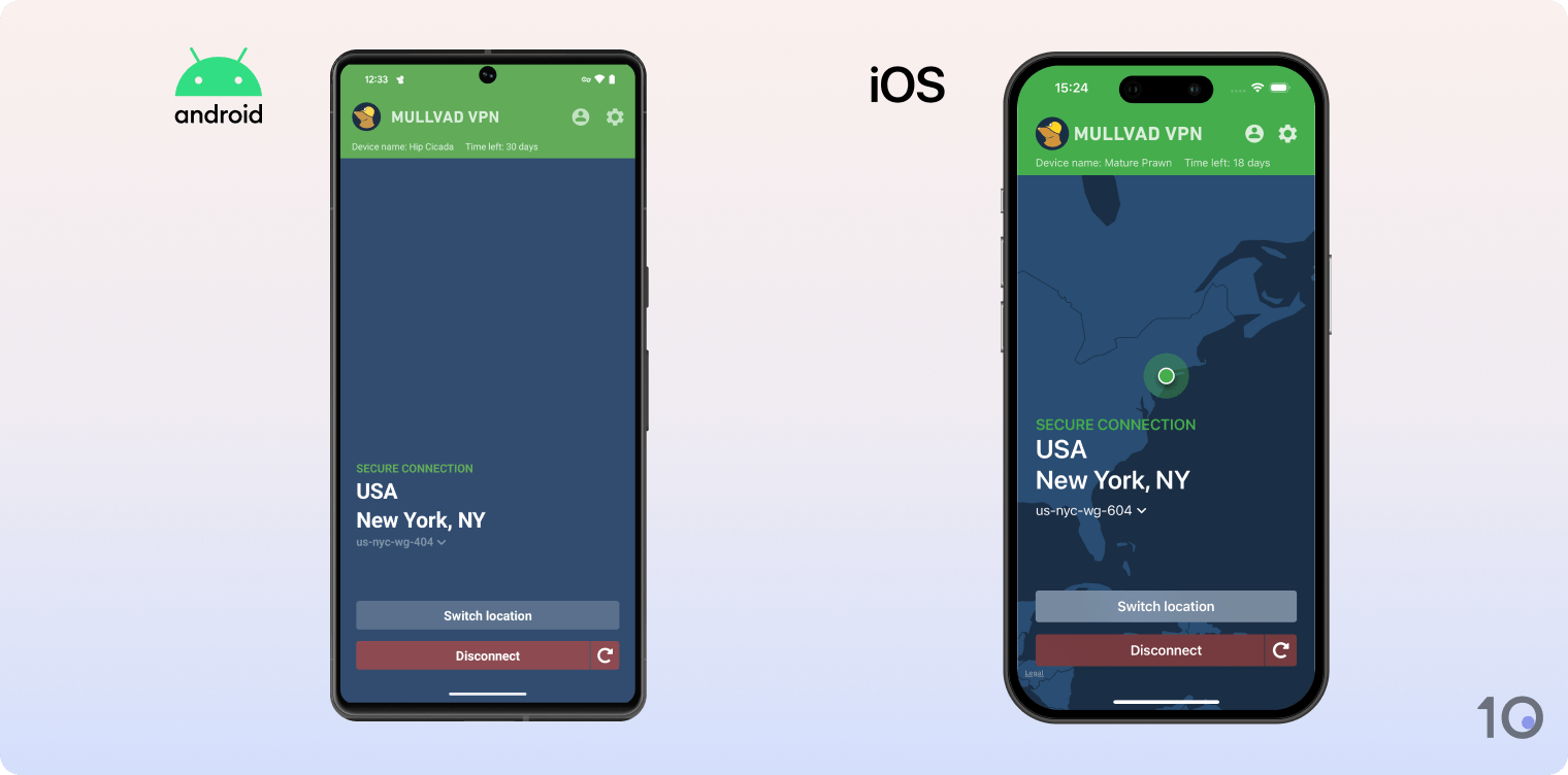 Mullvad VPN's apps for Android and iOS