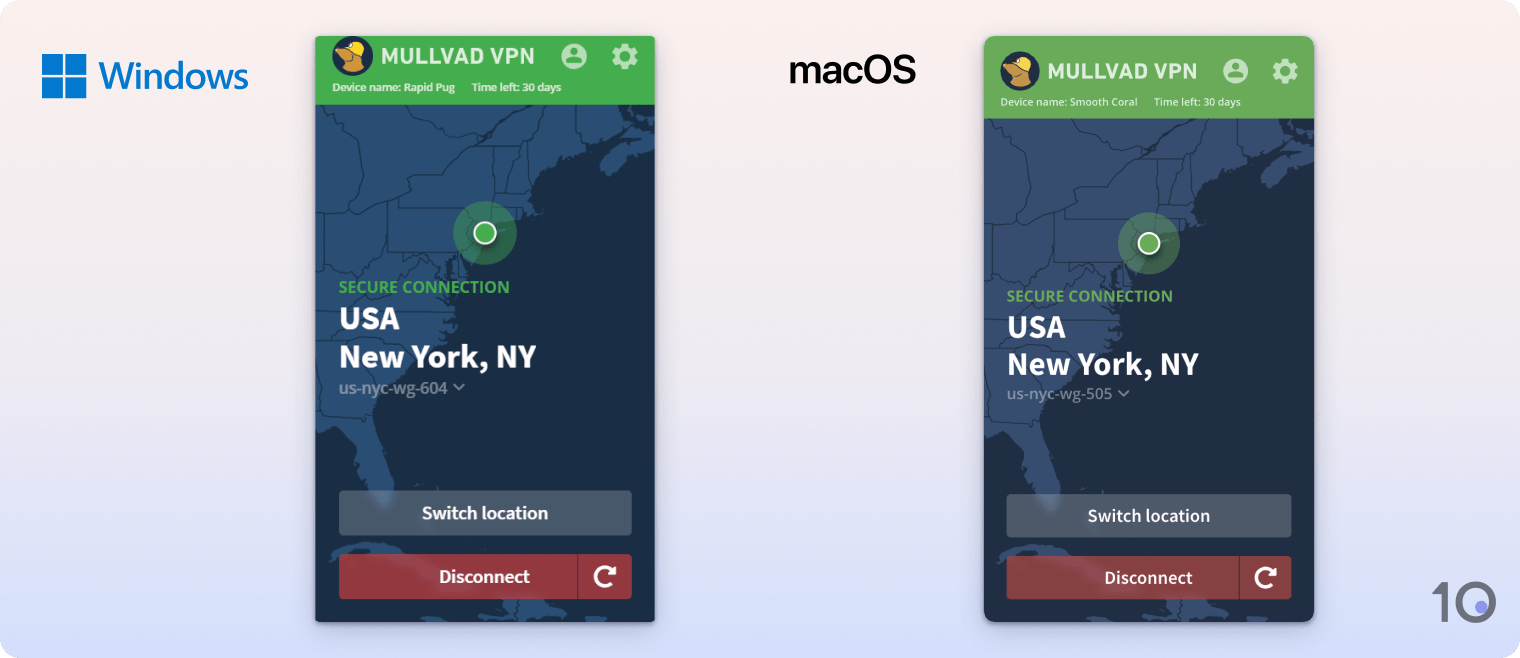 Mullvad VPN's apps for Windows and macOS