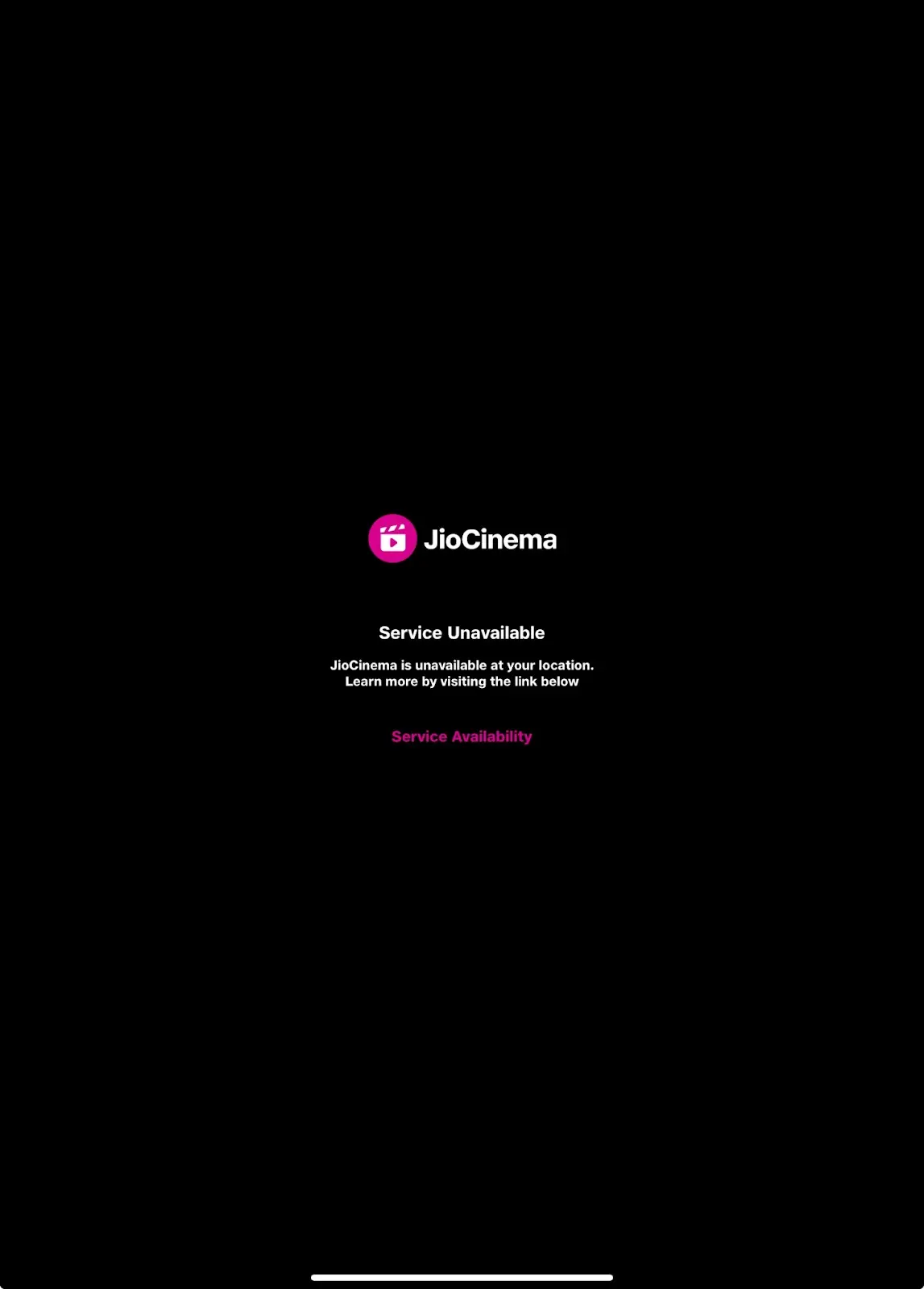 'Service unavailable' error message on JioCinema 