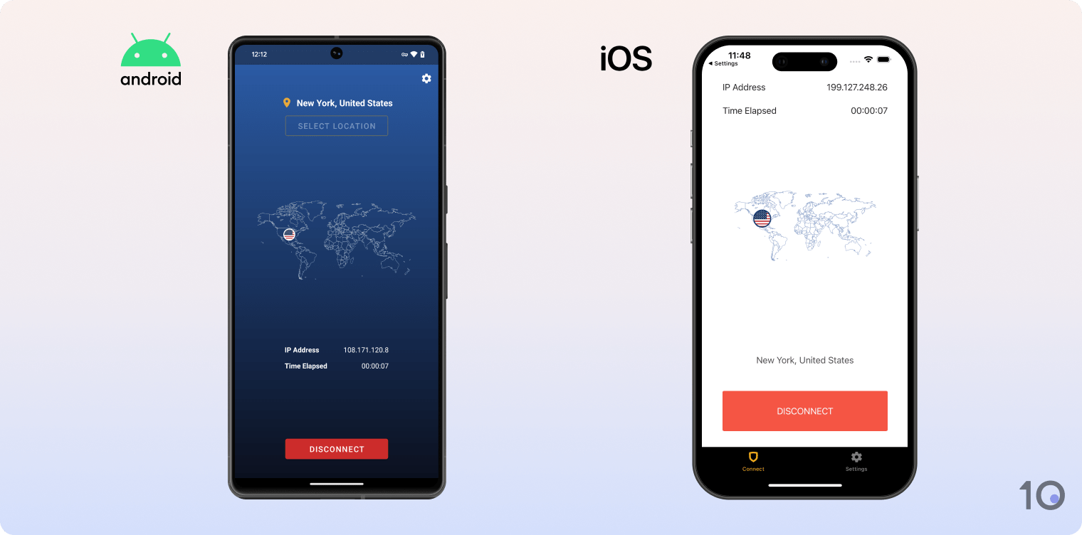 StrongVPN's apps for Android and iOS