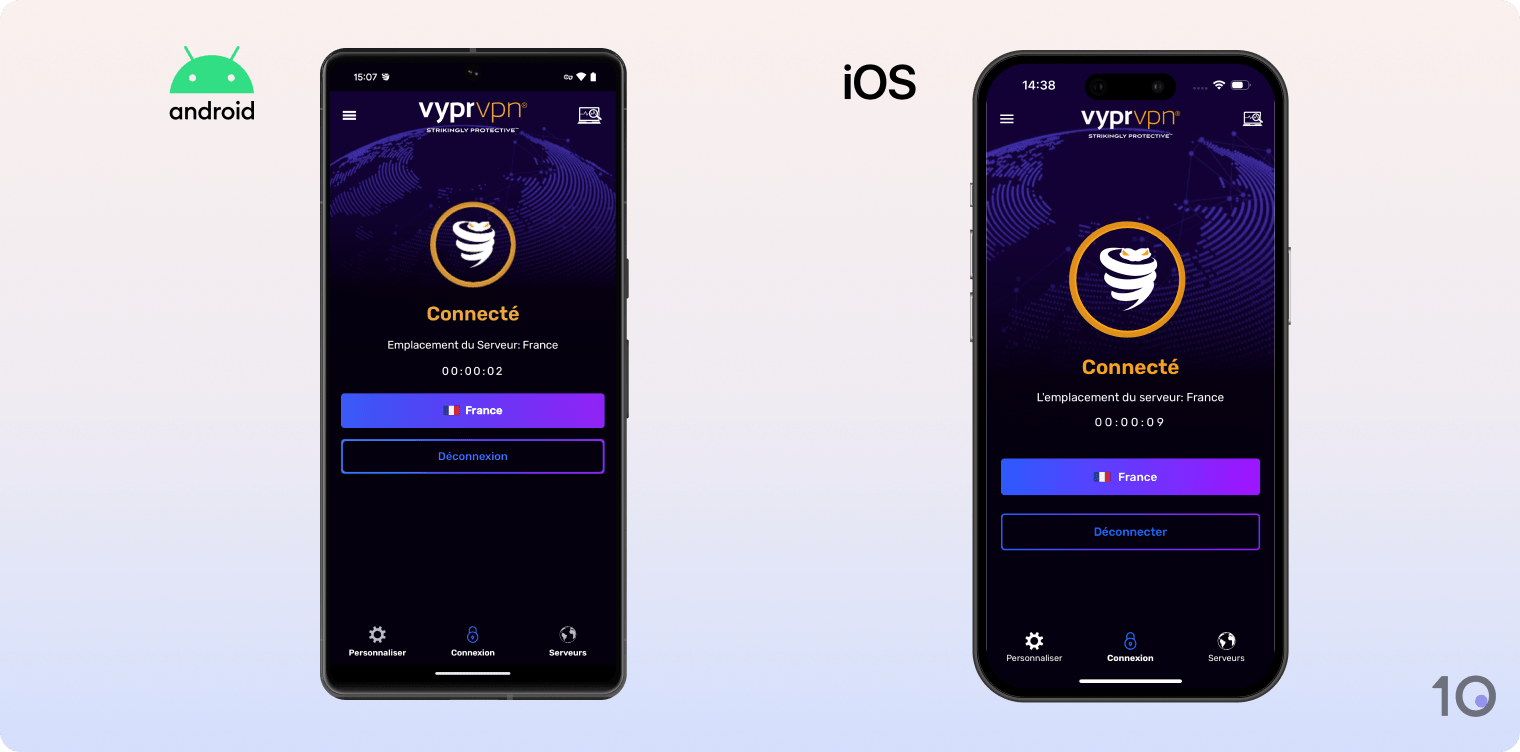 Application Android et de l'application iOS de VyprVPN