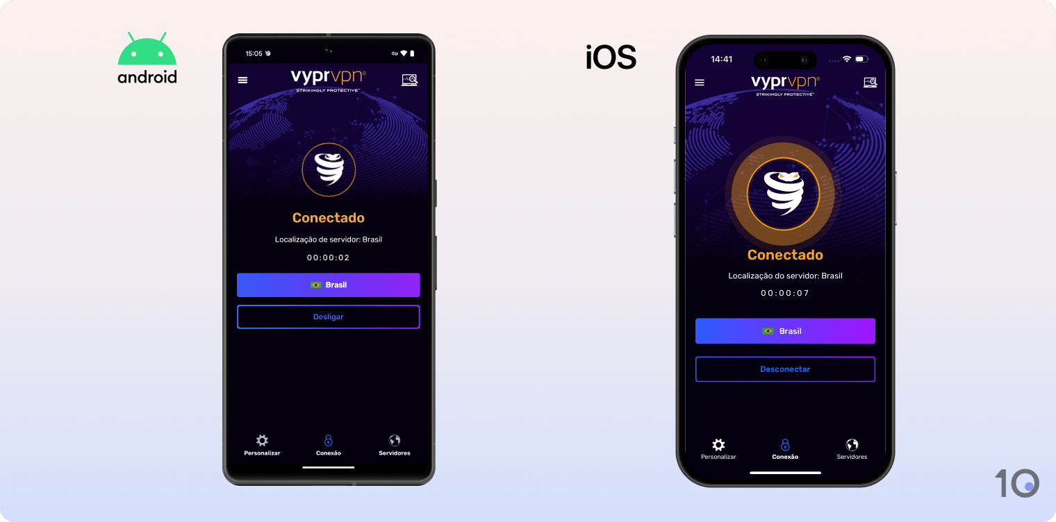 Aplicativos Android e iOS da VyprVPN