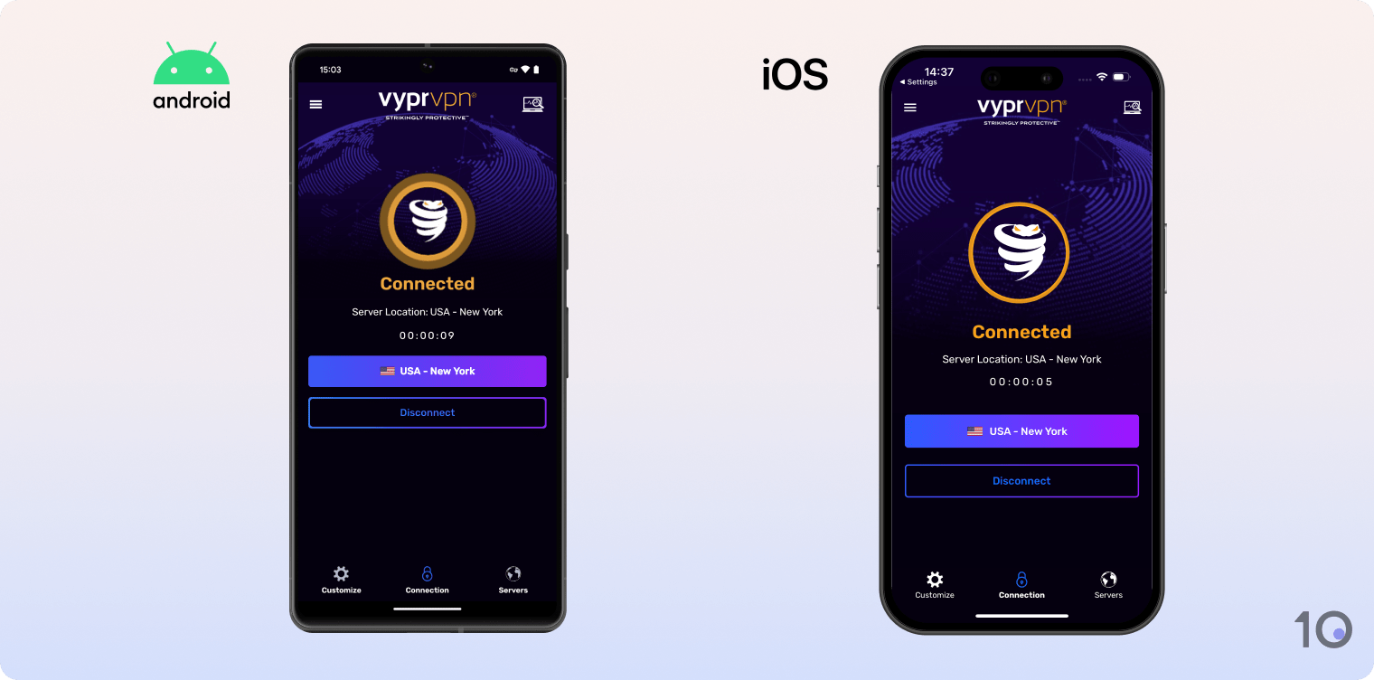 VyprVPN:s Android-app och iOS-app
