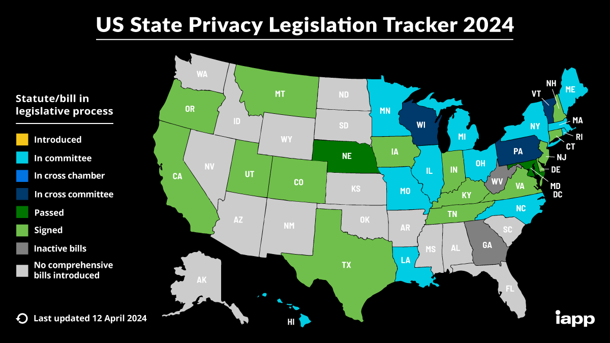 Map of US State Privacy Legislation