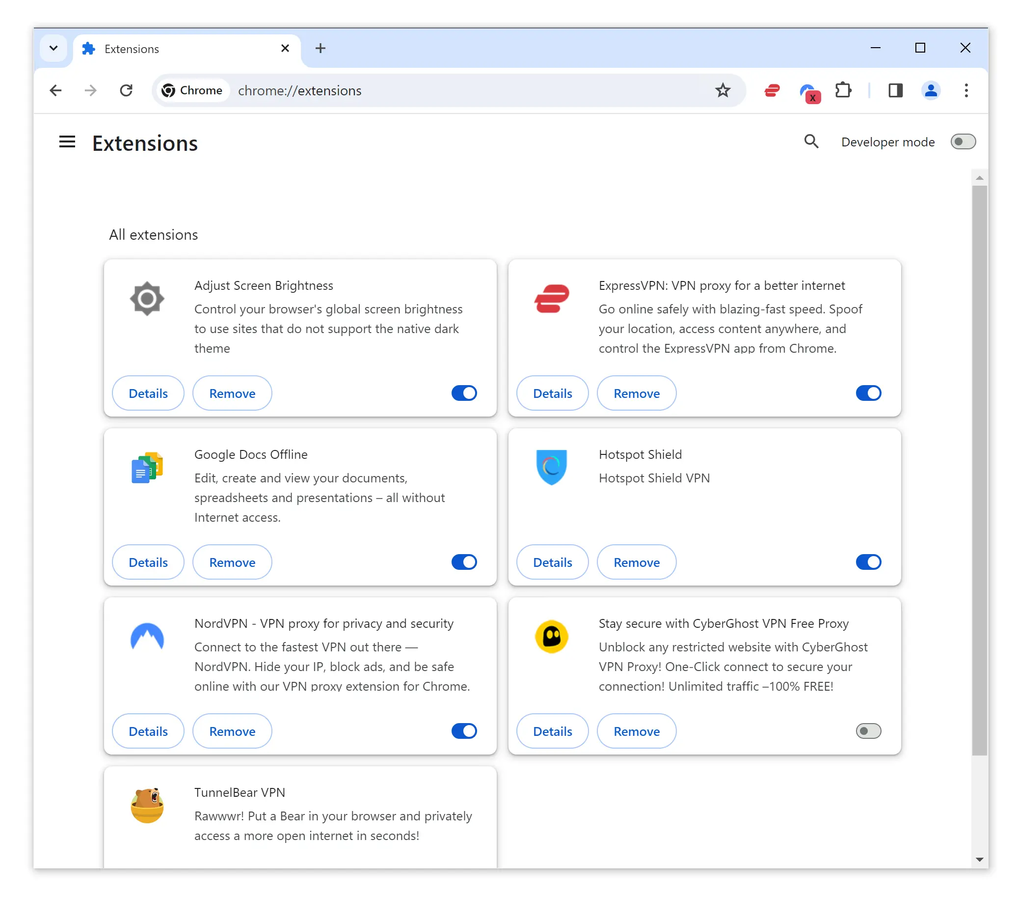 Full list of Chrome extensions
