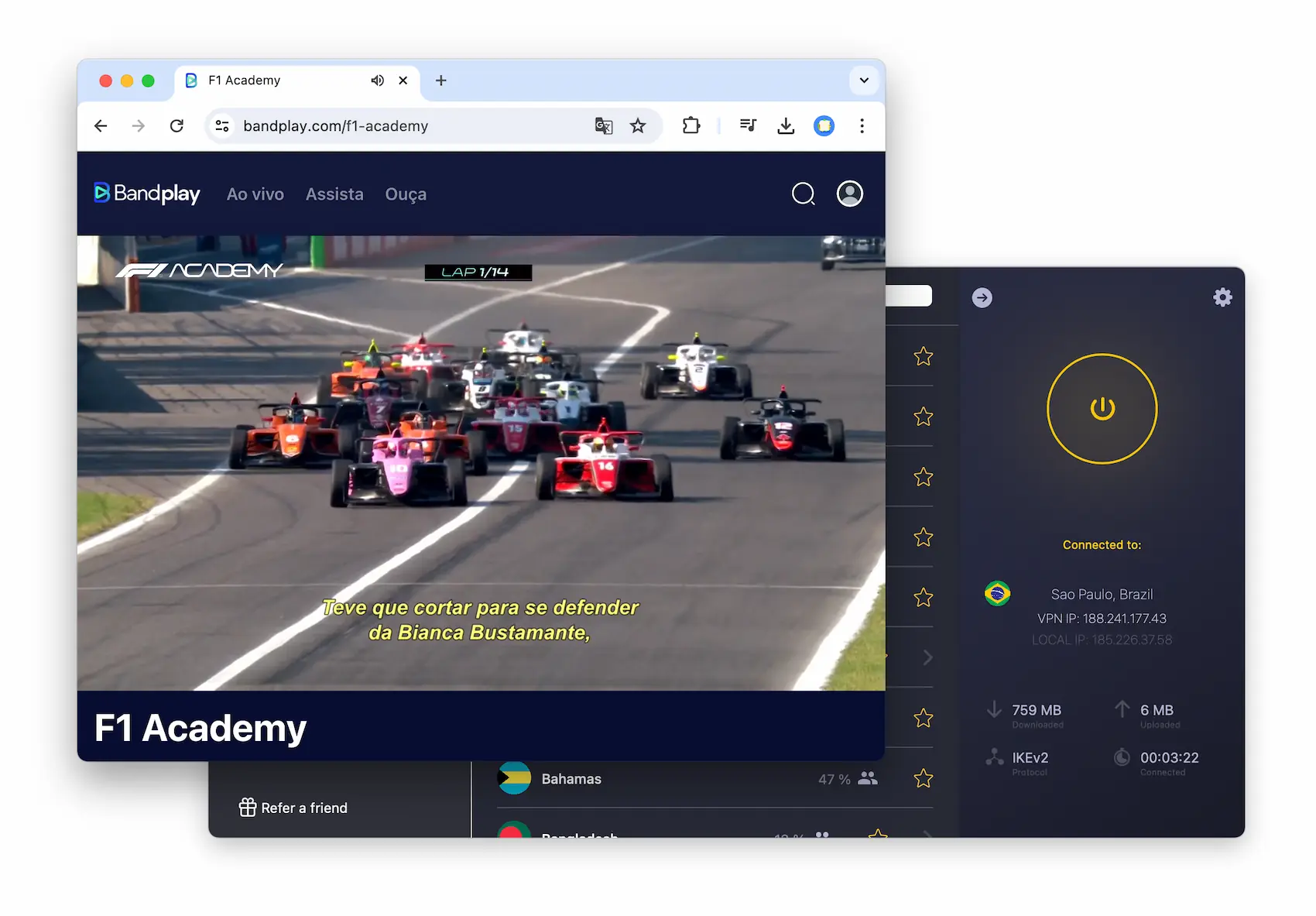 CyberGhost desbloqueia BandPlay para assistir F1