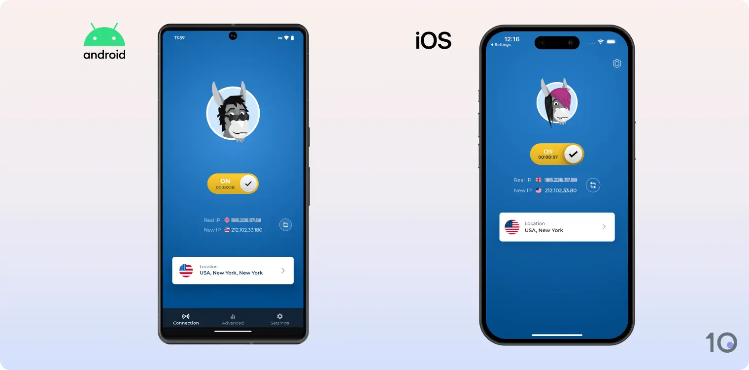 Perbandingan aplikasi HMA VPN di iOS dan Android