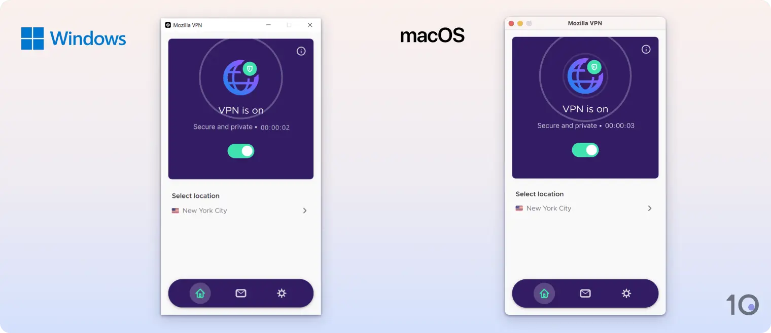 Mozilla VPN's apps for Windows and macOS