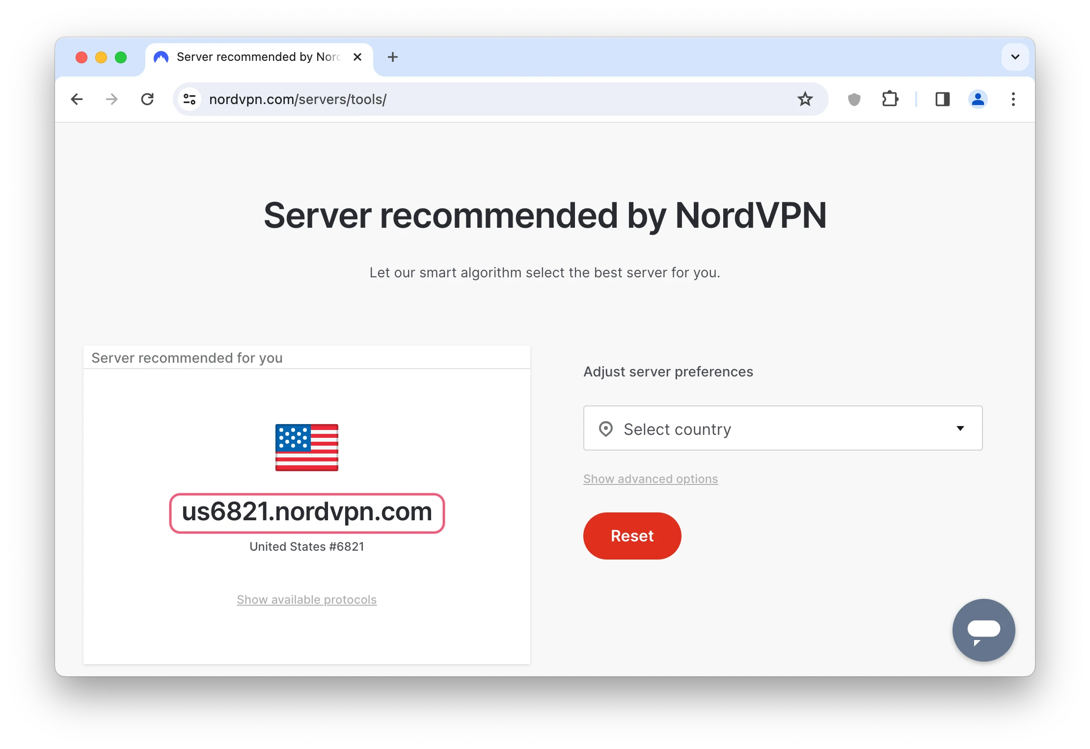 NordVPN recommended server