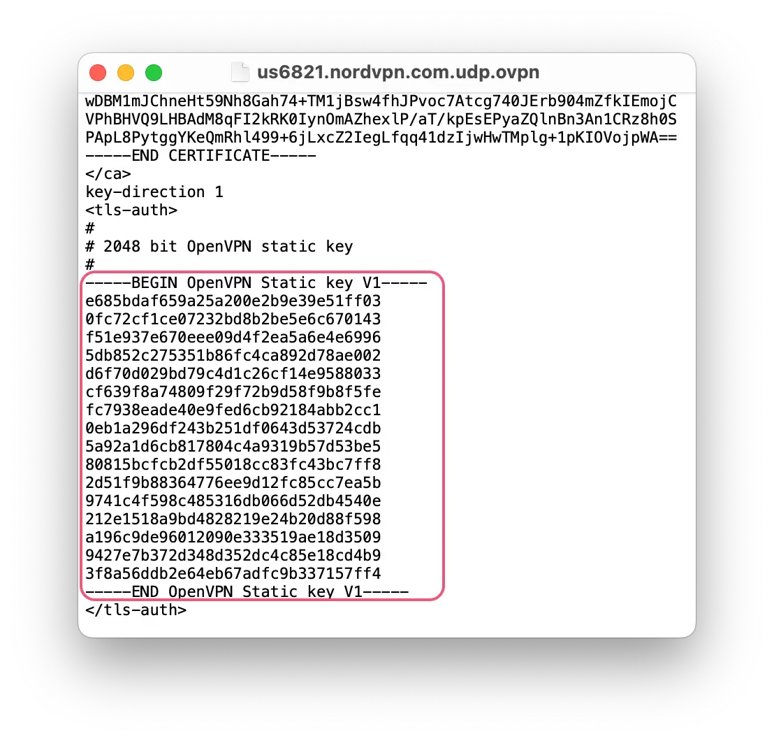 NordVPN TLS authentication key