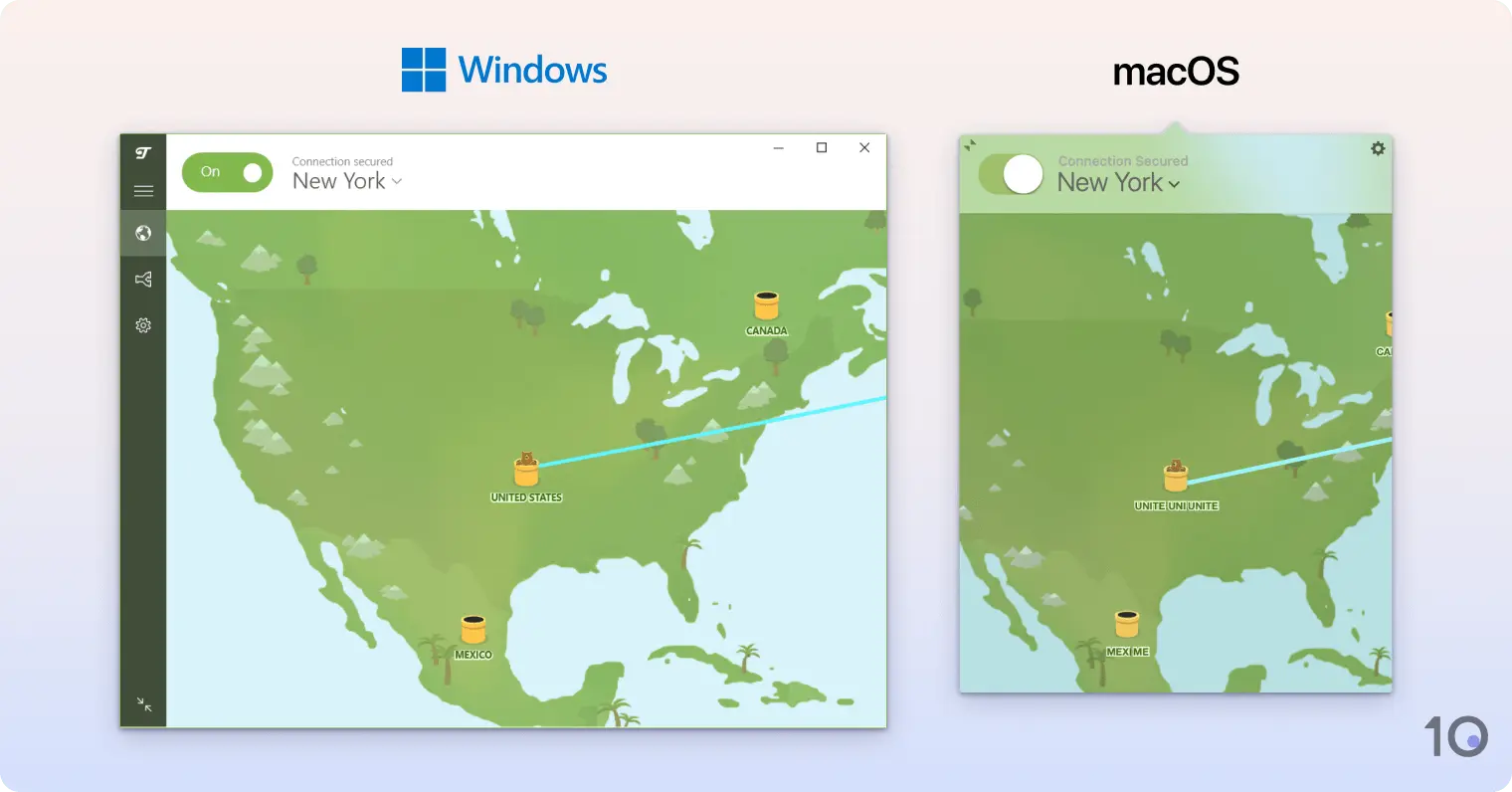 TunnelBear의 Windows 및 macOS용 VPN 앱