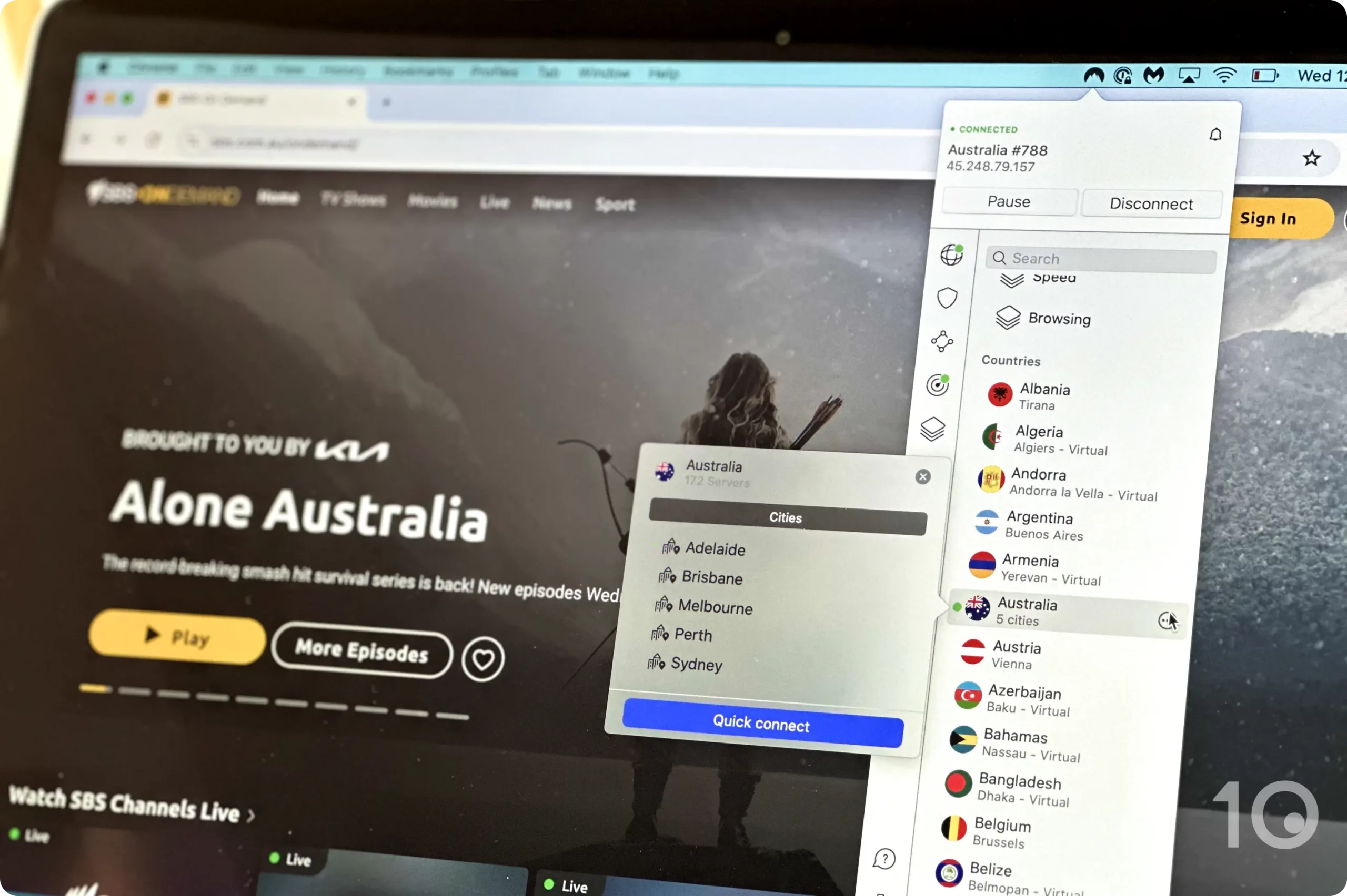 NordVPN Australian Servers Unblocking SBS On Demand on macoS