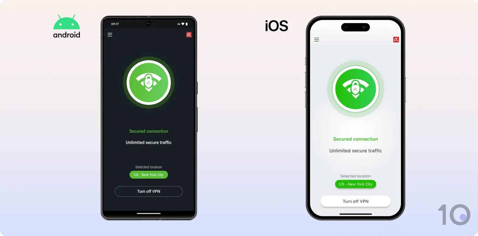 The Avira Phantom VPN apps for Android and iOS