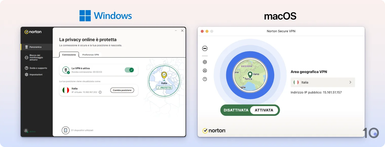 Le app Norton Secure VPN per Windows e macOS