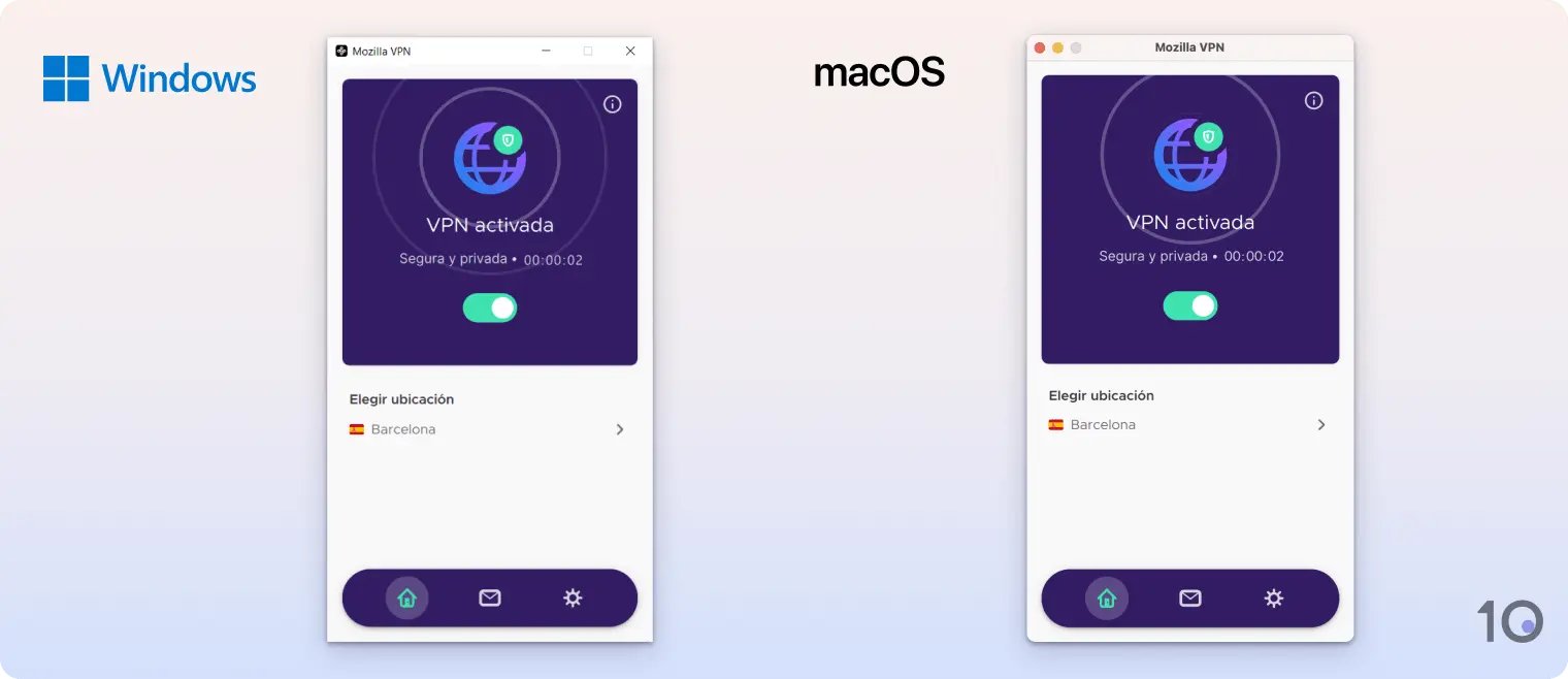 Aplicaciones de Mozilla VPN para Windows y macOS