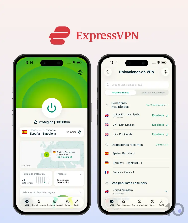 Aplicación ExpressVPN en iOS